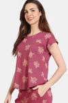 Zivame Floral Fancy Knit Cotton Tops - Cherries Jublie — thumbnail 3